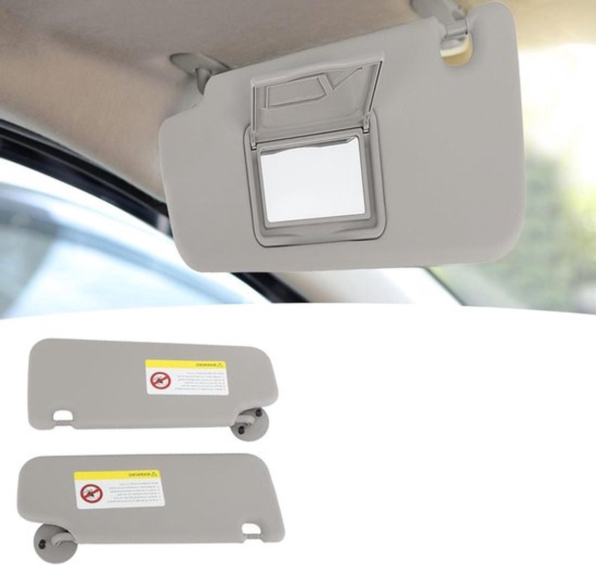 Zonnevisors met Cosmetische Spiegels voor Sonic en Aveo 2012-2016, Bescherming tegen de Zon, Eenvoudige Installatie, Grijs, Perfecte Pasvorm voor Bestuurder en Passagier