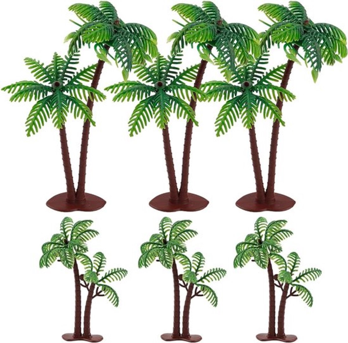 6 Stuks Miniatuurpalmen van Kunststof voor Landschapsmodel, Diorama en Modelspoorbaan Decoratie, Groene Kokosnootbomen voor Doe-Het-Zelf Projecten