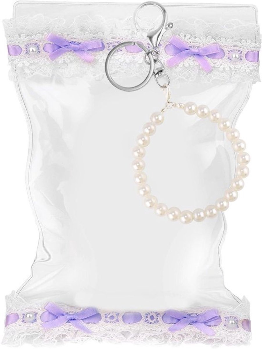 Doorzichtige draagtas voor poppen - ideaal voor het tonen van figuren - waterdichte PVC-tas - inclusief parelmoeren sleutelhanger - perfect voor accessoires - poppenspeelgoedcollectie - 15x25cm.