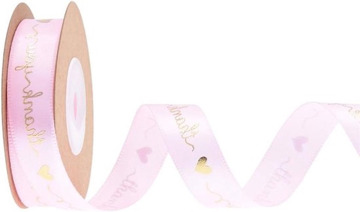 Satijnlinten voor decoratie, 15 mm breed, roze cadeaulinten voor Kerst en Verjaardag, 20 yards
