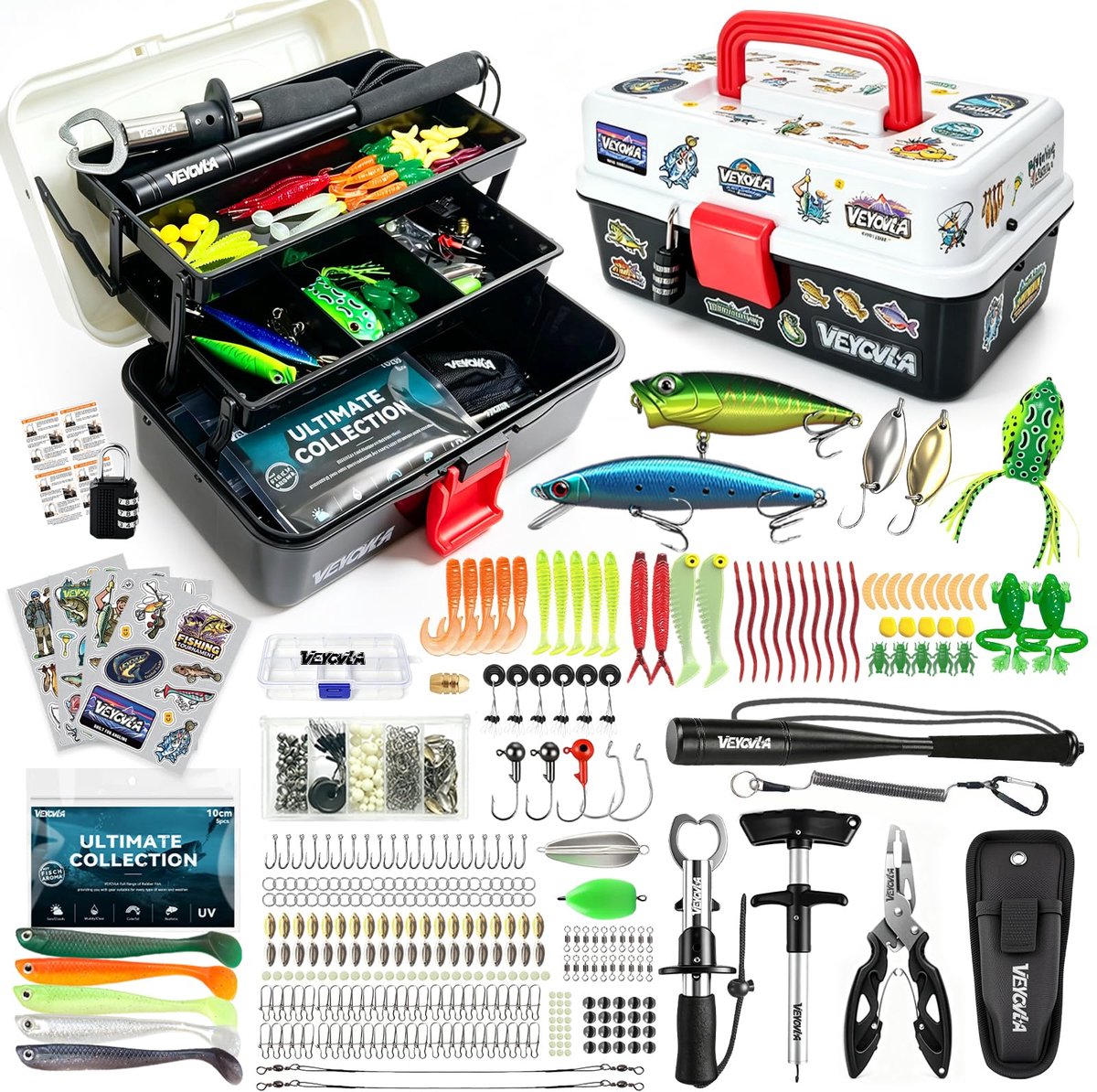 SnelShoppen - 376 Stuks Hengelaccessoireset met Hengelkoffer - Compleet Visaccessoire Set voor Snoek, Baars & Forel - Visdoder, Hengeltang, Haakverwij
