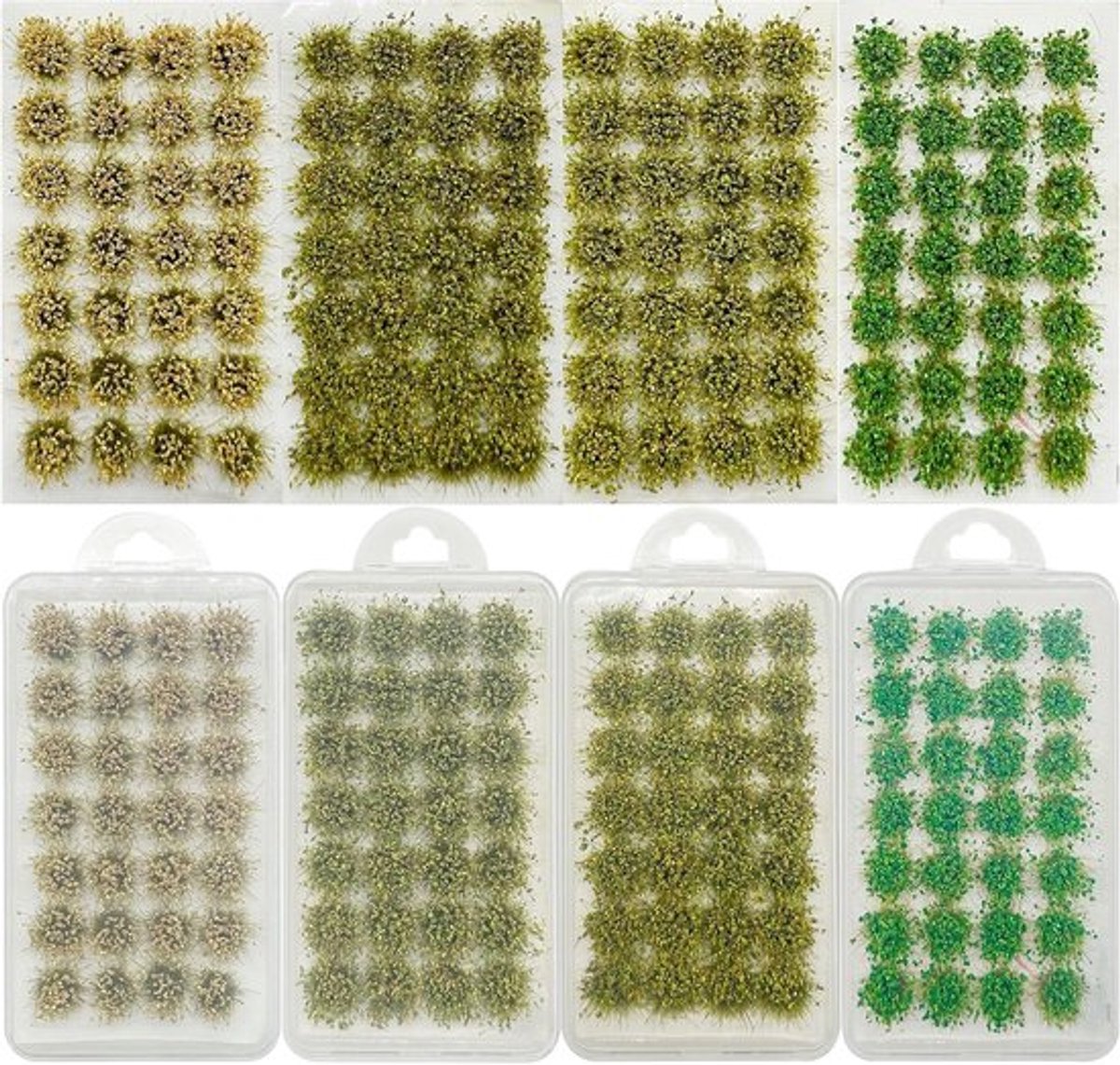 112 stuks statisch grasmodel, 4 kleuren bushy tuft bloemclusters voor doe-het-zelf-architectuur en modelspoor-landschapsdecoratie