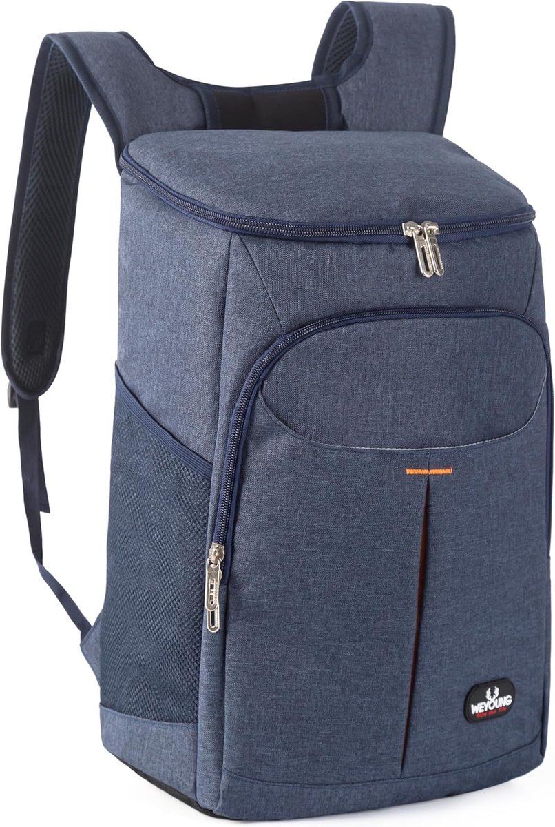 SnelShoppen - 28L Koelrugzak Thermische Rugzak - Geïsoleerde Koeltas voor Picknick, BBQ, Camping, Winkelen - Blauw - Groot en Ruim
