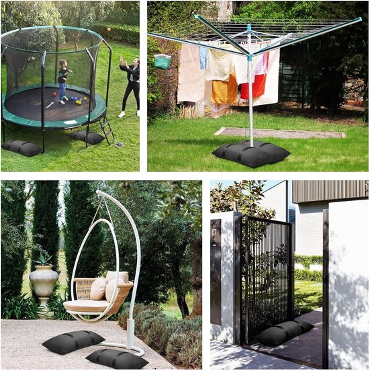 Zandzakken voor verzwaarding, set van 2, 73 x 29 cm, vulbaar tot 20 kg, ideaal voor parasols, wasrekken en tuinmeubelen, stevige verzwaarders voor buitengebruik