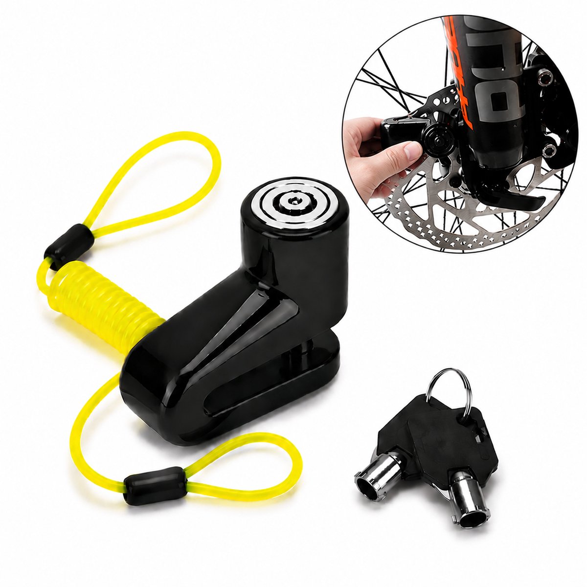 Schijfremslot - Remschijfslot voor Motor en Scooter - 7 mm - Reminderkabel – foto 2