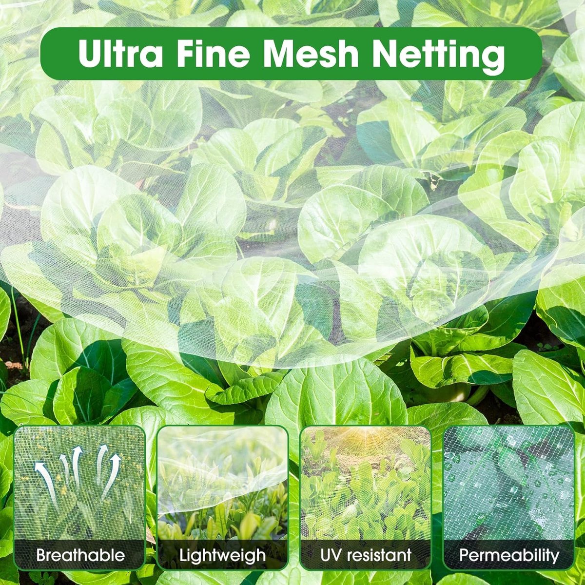 SnelShoppen - Insectenwerend net 2,5 x 10 meter - Fijnmazig tuinnet voor effectieve bescherming van groenten, planten, bloemen, broeikas tegen ongedie