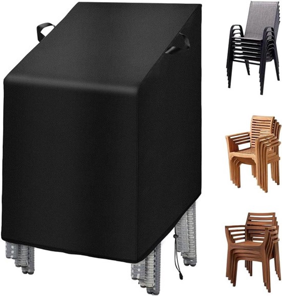 210D Oxford Tuinstoelhoes - Waterdichte Beschermhoes voor Stapelstoelen - UV-bestendige Hoes - Winterbestendige Tuinmeubelhoes - Grijs - 70x70x80/120cm