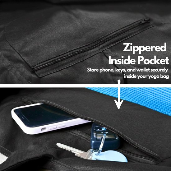 SnelShoppen - Yogamat Tas - Grote Draagtas voor Yogamatten met Zijvak - Geschikt voor Meeste Formaten - Obsidiaanzwart - Ideaal voor Yoga, Sport en Re van Snelshoppen — afbeelding 4
