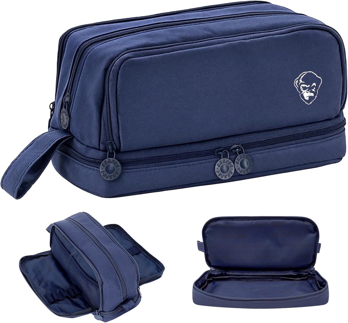 SnelShoppen - Multipocket XL Pennenetui voor Jongens en Meisjes, Groot Schooletui met Vakken, Blauw, Ideaal voor School en Universiteit, Tasorganizer