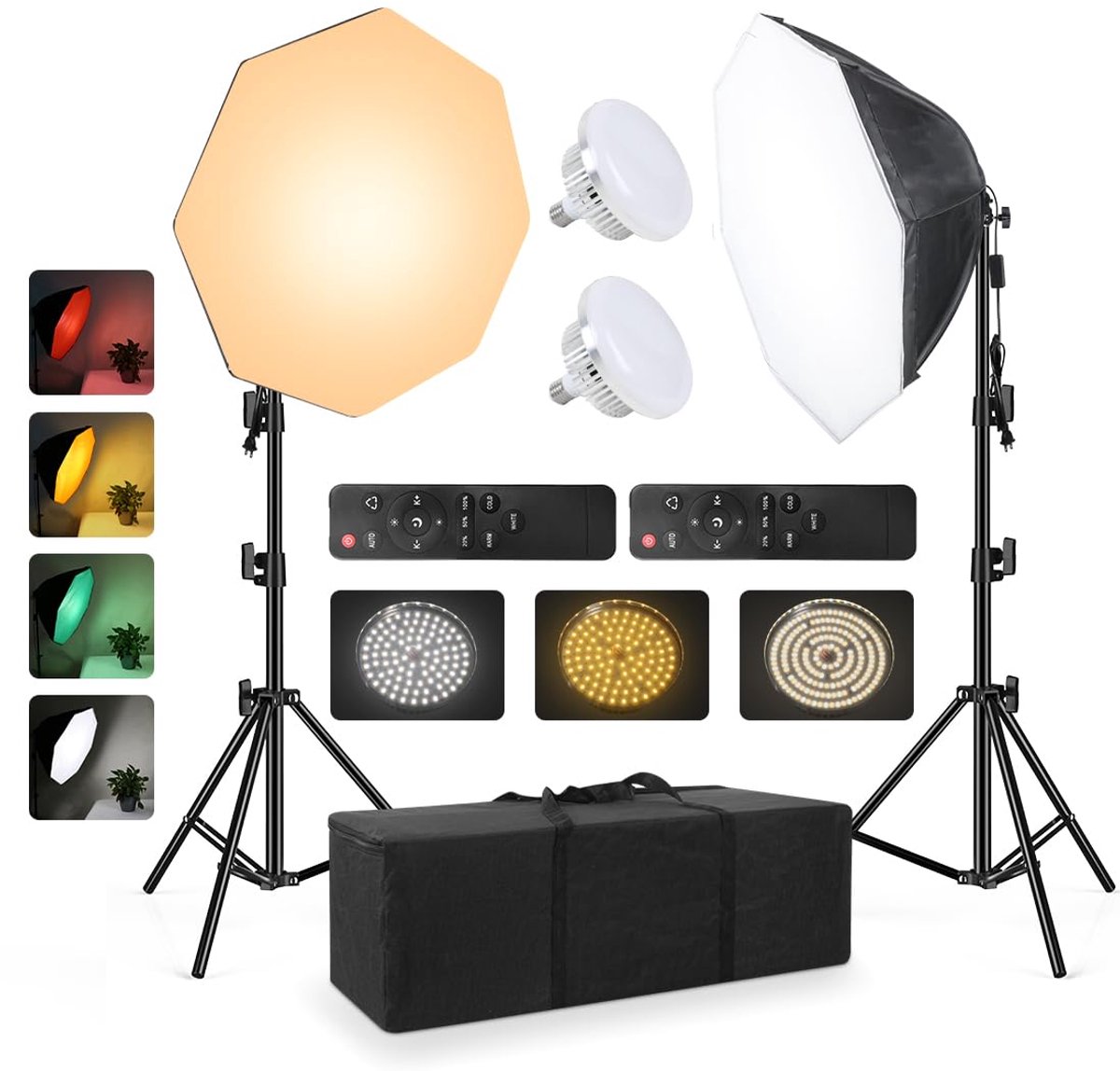 SnelShoppen - Softbox Continue Verlichting Kit voor Camera Foto Video Fotografie Studio Licht met 28" x 28" Octagon Softbox, Dimbare Super Heldere Glo