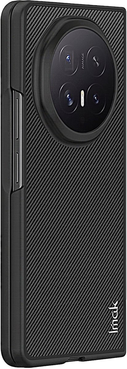 iMak, Hoesje geschikt voor Honor Magic V6 Stijf Opvouwbaar Antislip Carbonlook, Zwart