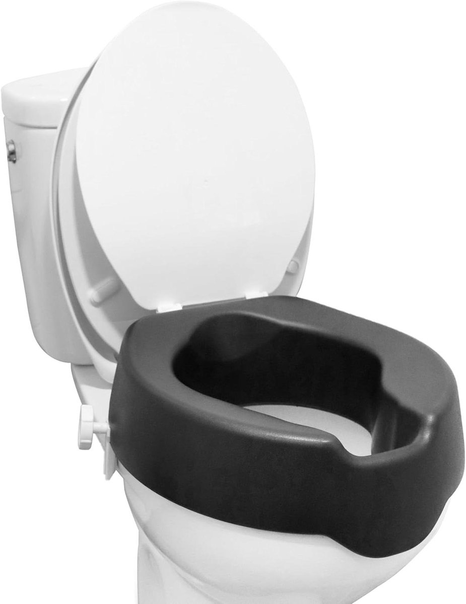 Toiletverhoger Zacht - Verhoogde Toiletbril - Meer Comfort - Eenvoudige Installatie - 10 cm Hoog - Zwart