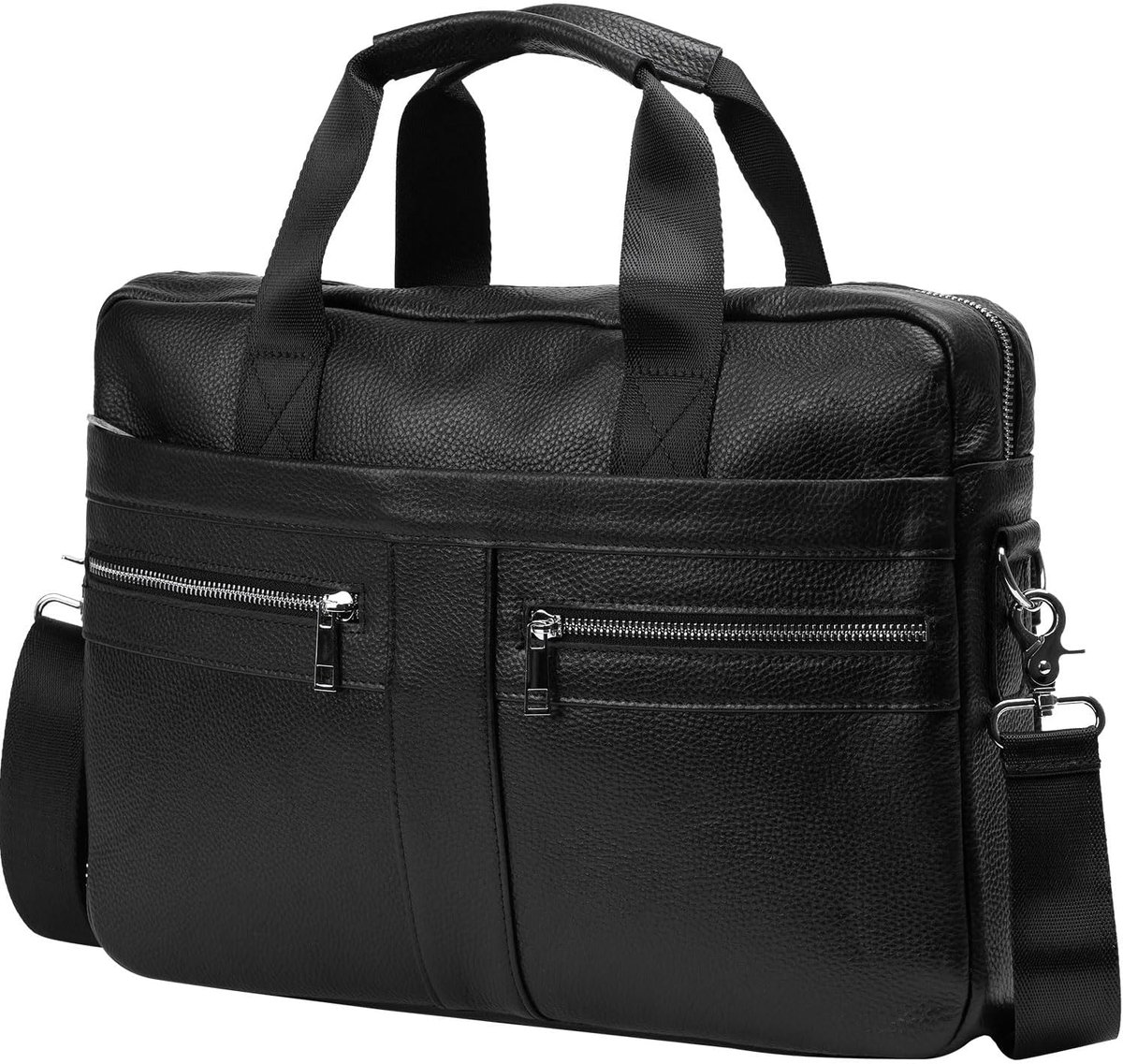 Leather Briefcase Laptop Bag Messenger Shoulder Work Bag Crossbody Handbag for Business Travel Christmas for Men - ShopVlot