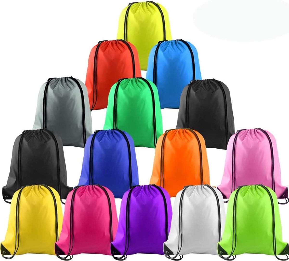 SnelShoppen - Rugzak met trekkoord voor sportschool, reizen, 2/8/12/15/16/22 stuks, veelzijdig, waterafstotend, kleurrijk, ideaal voor gym, vakantie e