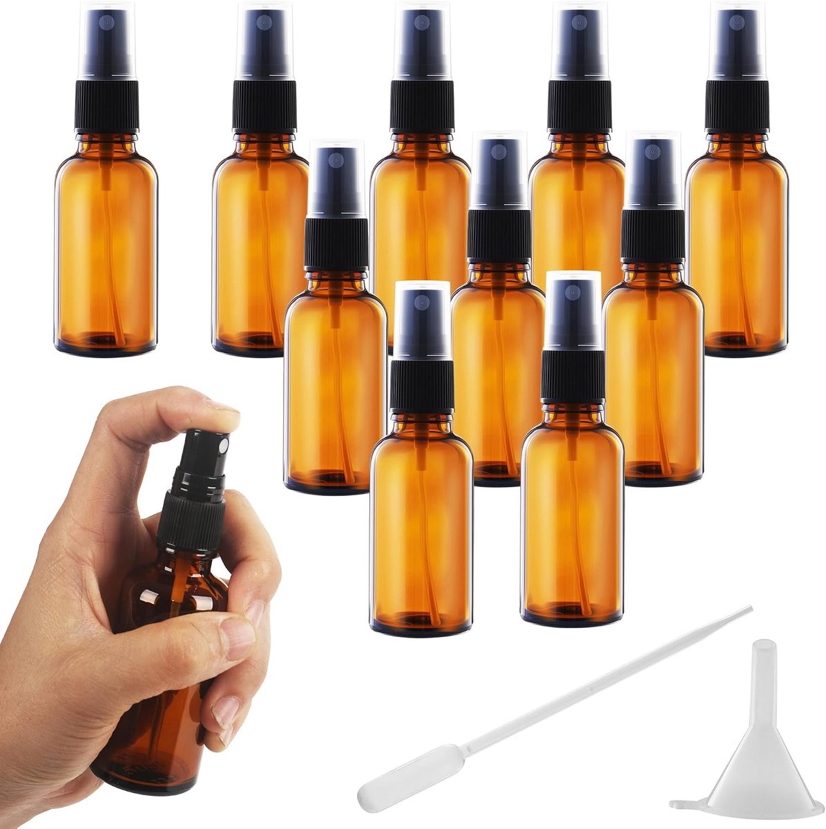 SnelShoppen - 10 Glazen Flessen van 50 ml - Lege Flessen voor Olie, Essences, Kruidensiroop - Transparant, Ideaal voor Keuken, Feest, DIY Projecten