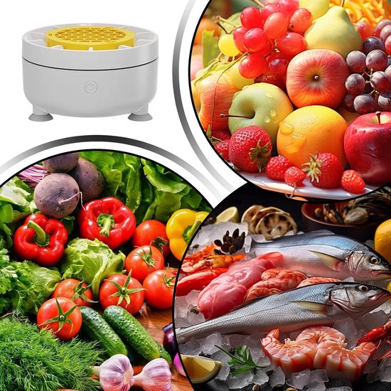 Groente- en fruitreiniger, waterdichte wasgadgets, roterende wasmachine voor groenten en fruit, voor keuken, sla, rijst, bessen, aardappel, zeevruchten - wit van Groente — afbeelding 4