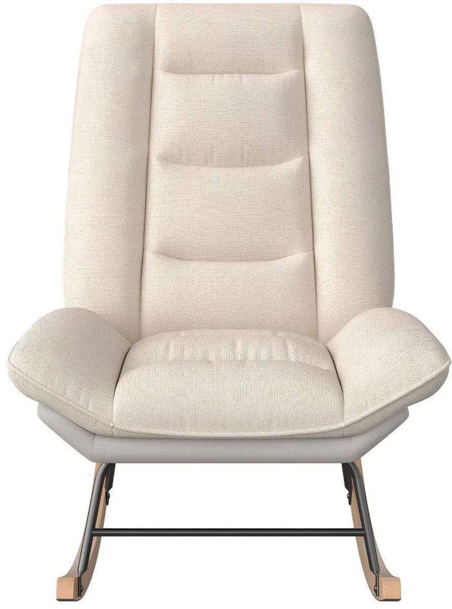 NIVA® Schommelstoel - Fauteuil met Verstelbare Rugleuning - Relaxstoel - Beige/Grijs - 79cm x 100cm x 65cm