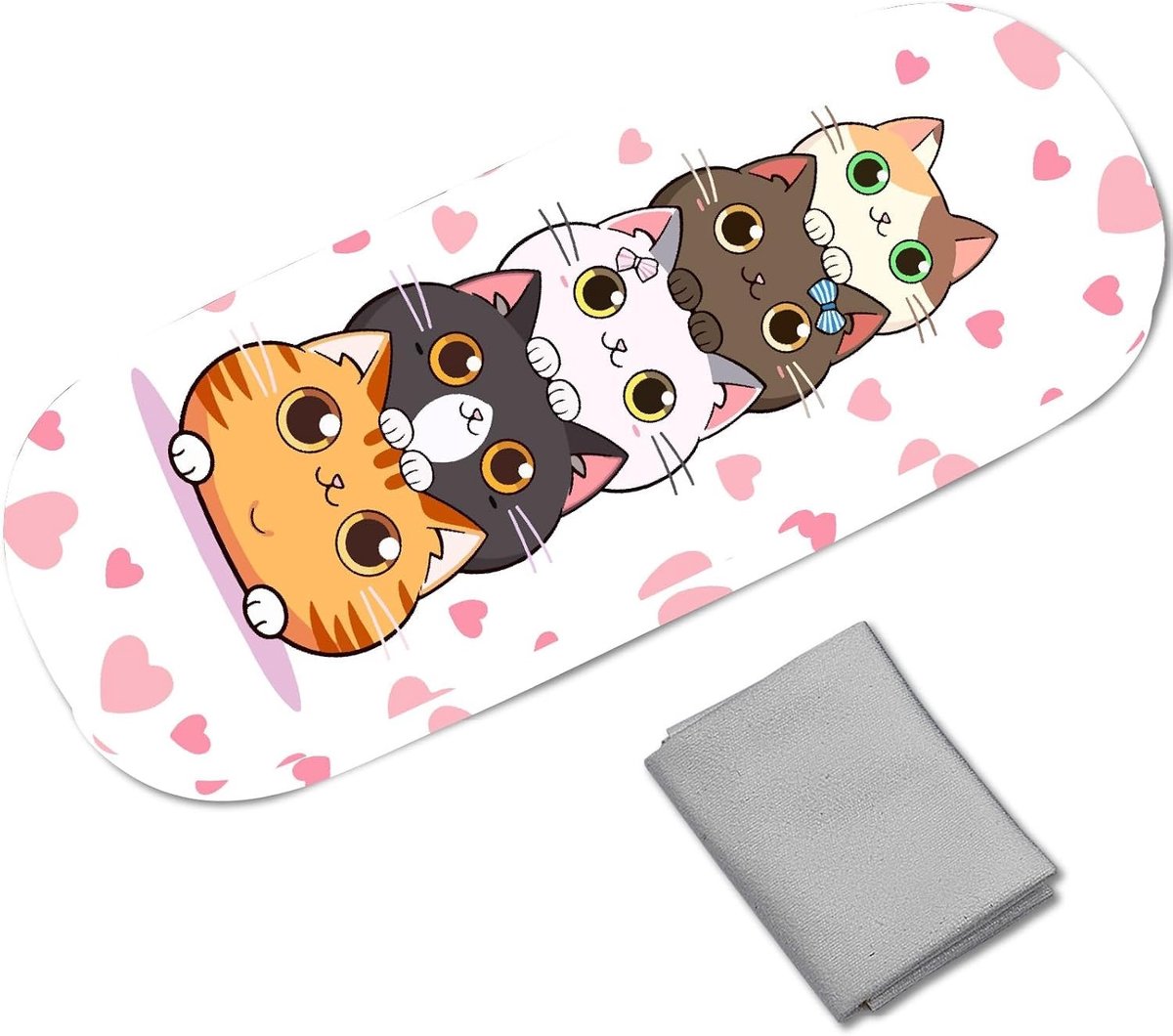 Leren Hard Shell Bril Etui voor Zonnebrillen en Optische Brillen, Draagbaar en Beschermend, 16.2 x 6.3 x 3.8 cm, Ideaal voor Vrouwen en Mannen, Cartoon Design