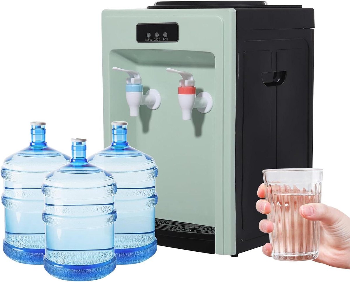 Waterdispenser - Waterkoeler - Direct water - Dubbele temperatuur - 18.9 liter - Zwart groen