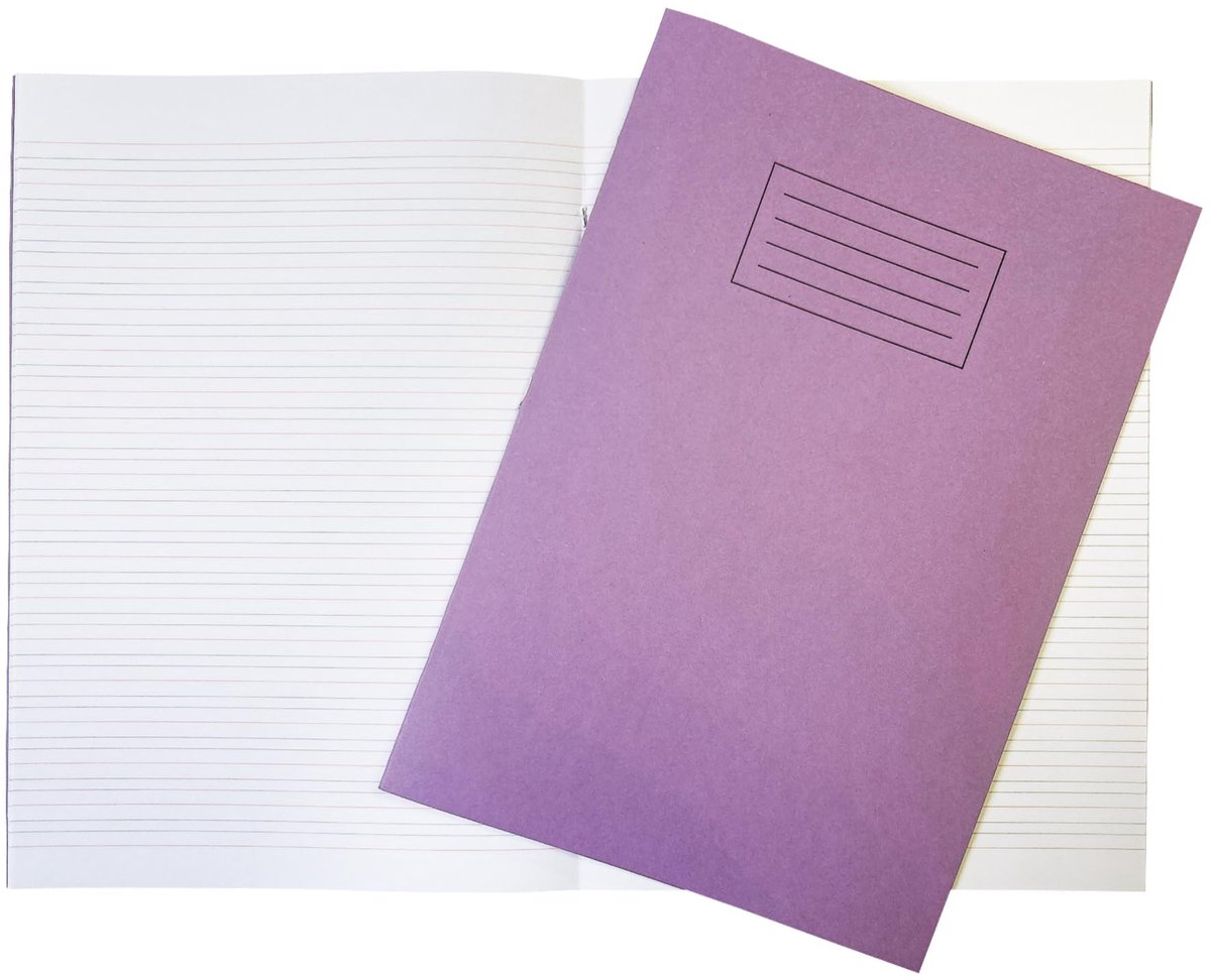 SnelShoppen - Set van 10 A4 Oefenboeken Paars 40 Pagina's Handwriting Schrijfboeken met 75gsm WF Papier en 225gsm Manilla Cover voor Kinderen en Schoo
