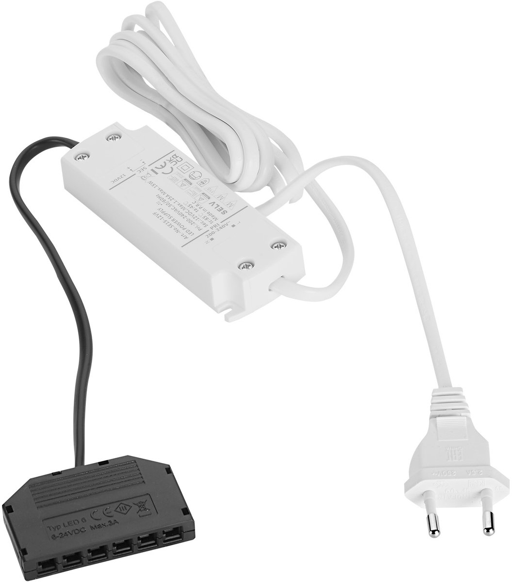 SOTECH LED transformator 12 VDC / 15 W voedingseenheid met 6-weg verdeler LED transformator LED driver voedingseenheid