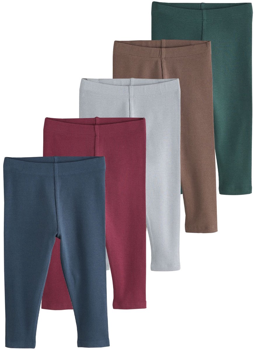 Next - Jongens - Set van 5 geribbelde leggings - Grijs