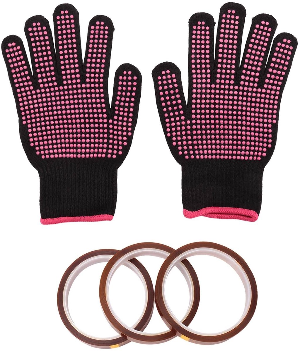 Hittebestendige handschoenen en 3 rollen 10mm x 3 hittepers tape voor sublimatie en knutselen