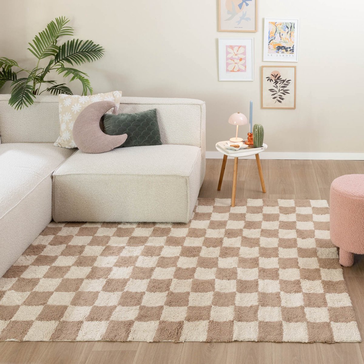 Fraai Retro vloerkleed - Gambit Beige/Wit - 200x290cm