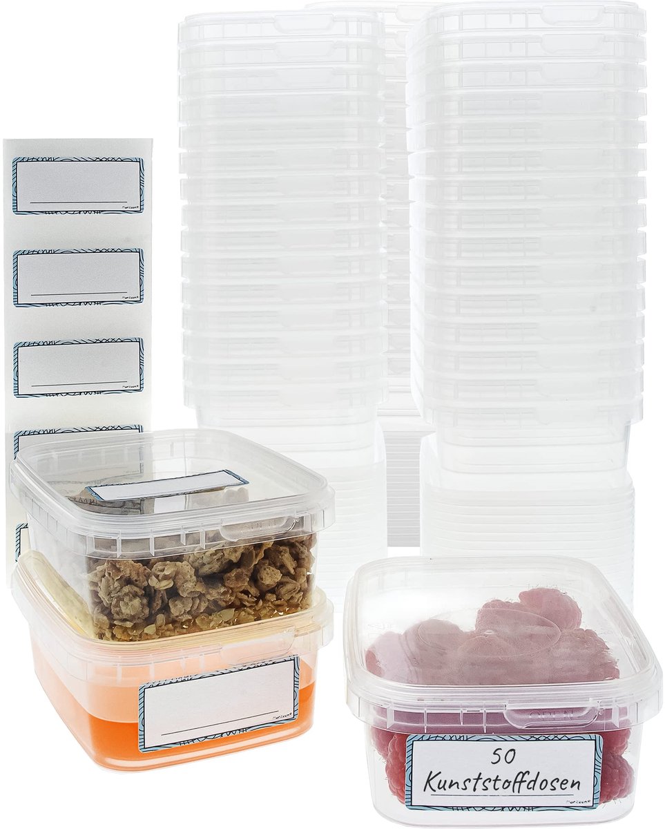 SnelShoppen - 50 Stuks Transparante Plastic Dozen Set met Deksel - Hoekige Bewaardozen 280 ml - Universele Kunststof Containers voor Fijneten en Sauze