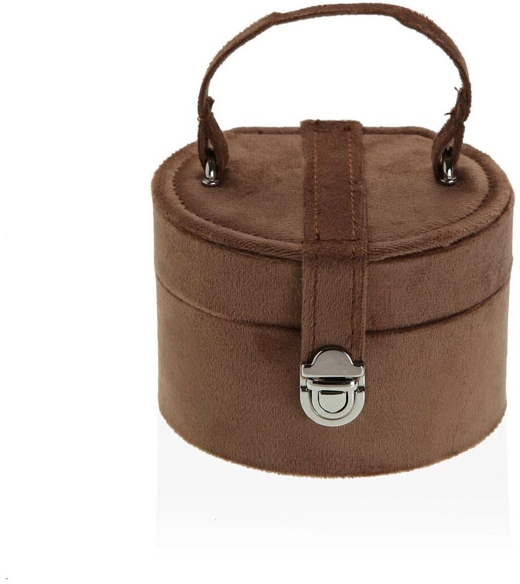SnelShoppen - Bruine Houten Versa Sieradendoos met Spiegel, MDF, Compact 11,5 x 8 x 11,5 cm voor Sieraden, Accessoires, Feest, Verjaardag, Cadeau
