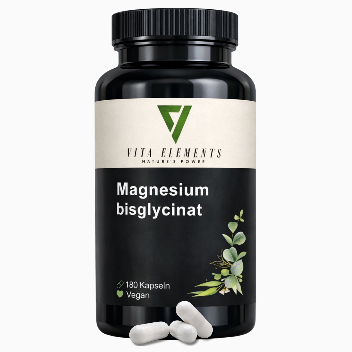 Vita Elements Magnesium Bisglycinaat Capsules - 300 mg Magnesium per Dagdosis - Beter Opneembaar - Veganistisch - GGO-vrij - 180 Capsules voor Spieren