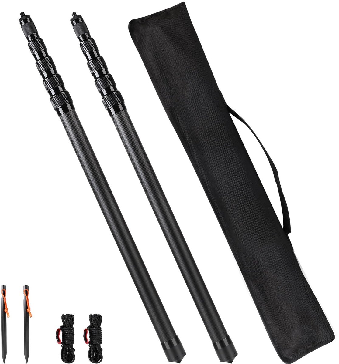SnelShoppen - Set van 2 Telescopische Tentstokken Koolstofvezel 210 cm - Verstelbare Telescoopstangen voor Tenten, Ultralichte Luifelstangen, Ideaal v