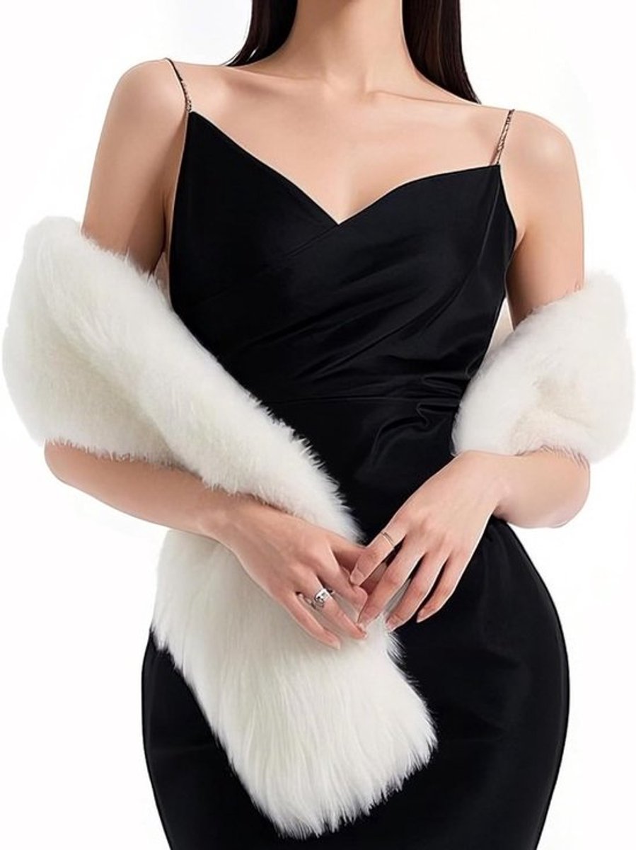 Dames Sjaal met Faux Fur Kraag - Warme Wrap voor Feestjurken en Avondkleding, Elegante Accessoire