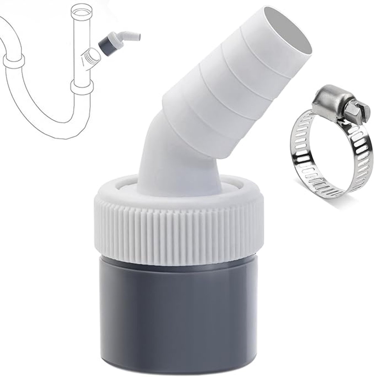 Afvoerslangverbinder set - Slangklemmen Set - met 2 Slangklemmen - Y-verdeler - Dubbele aansluiting - accessoires voor wasmachines - voor vaatwasser, droger, wasmachine - Ø 18-24 mm