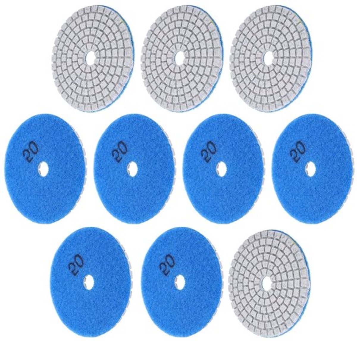 3-duim Schuurschijven - Set van 10 stuks - Voor Steen, Keramiek en Terrazzo - Diamant Polijsten - 50 Grit - Betonpolijsten