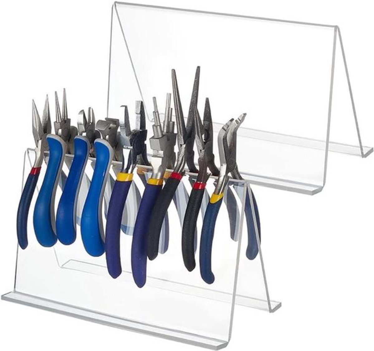 Tanghouder van acryl voor tangen en gereedschap met standaard - sieraden en gereedschapshouder organizer, doorzichtig - 9,8 x 21 x 12 cm