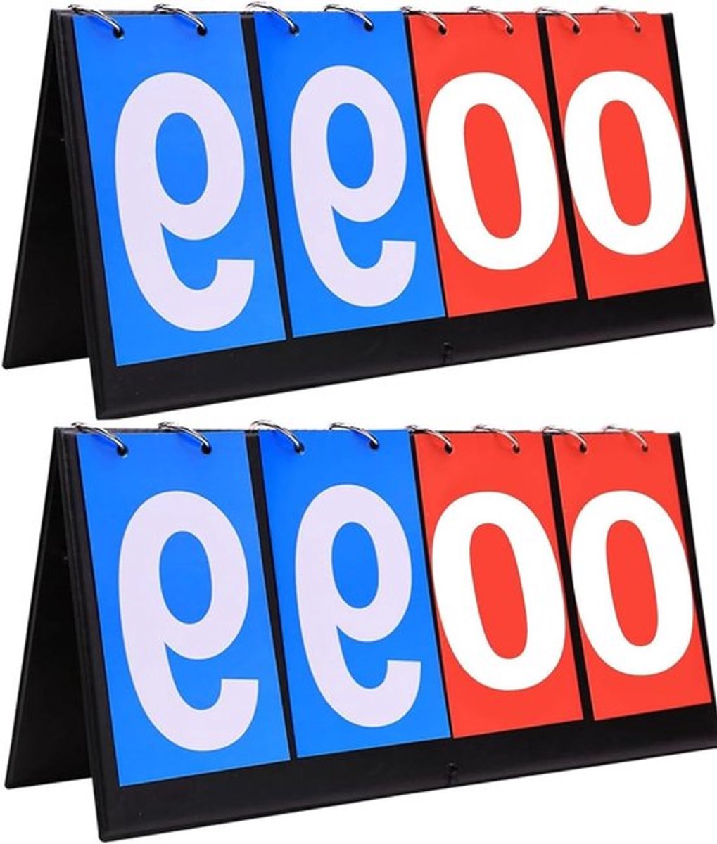 2 Stuks Handmatig Flip Scorebord, 4 Digit Score Indicator voor Sporten zoals Basketbal, Voetbal en Volleybal, Draagbaar en Multifunctioneel, 0-99