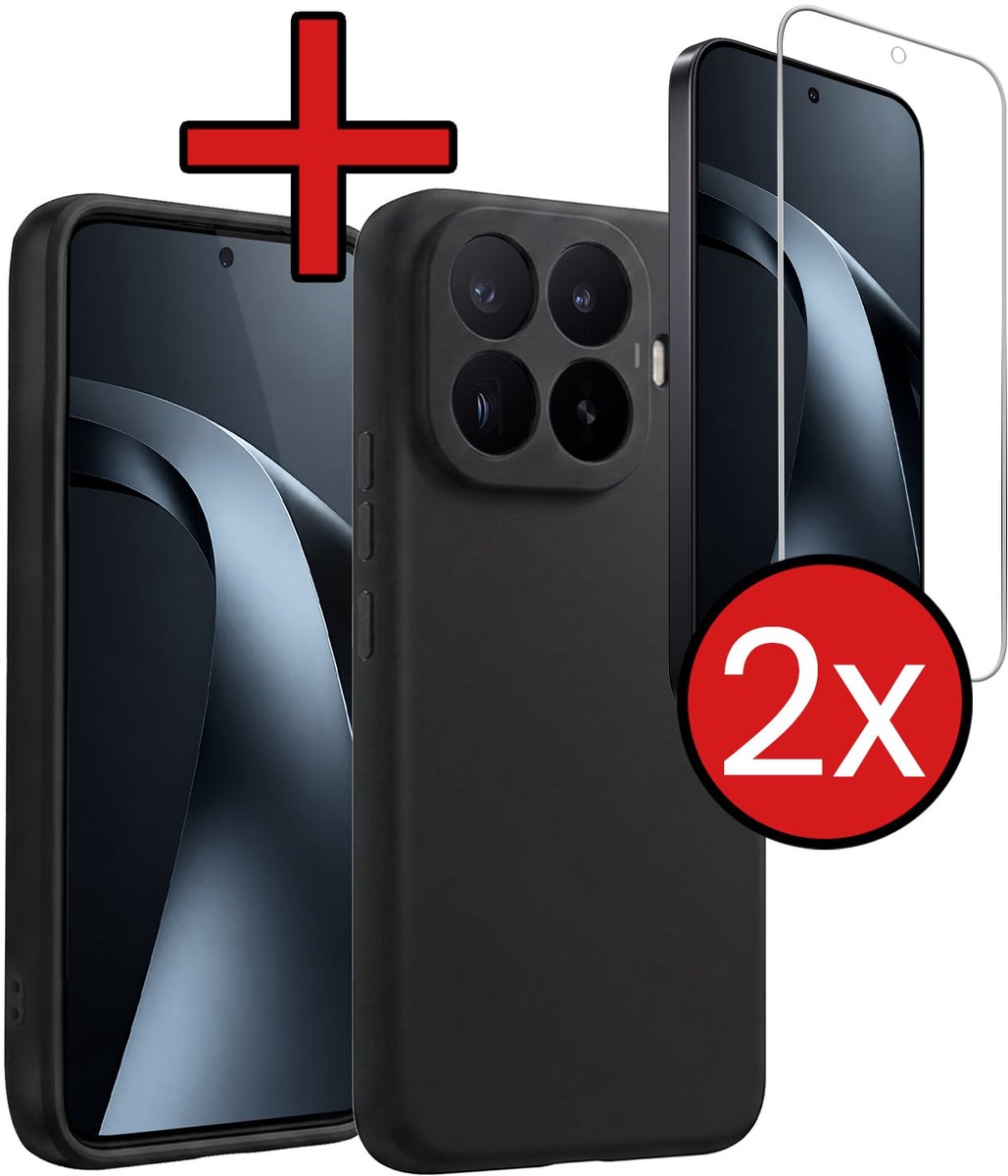 Hoesje - Met 2x Screenprotector - Geschikt voor Xiaomi 17T Pro - Sterk & Shockproof - Telefoon Hoes - Back Cover - Siliconen Case - Telefoonhoes - Zwart