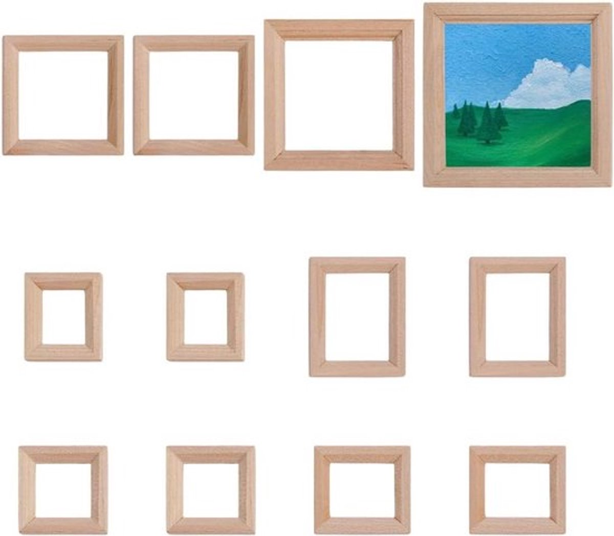 12 stuks mini houten fotolijsten - diverse stijlen voor thuisdecoratie