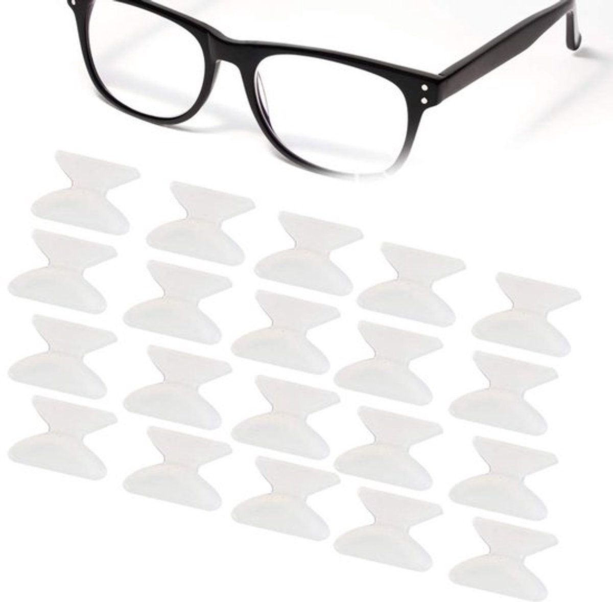 Neuspads Zachte Siliconen - Neuspads Bril Zelfklevend - Antislip Neuspads - 20 Paar - 1.8mm Dikte - Accessoires voor Brillen - Neuskussens