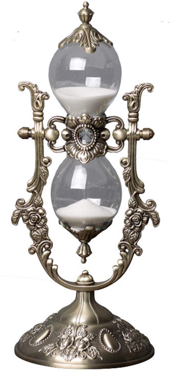SnelShoppen - Zandloper Timer 15 Minuten - Reliëf Gouden Zandloper - Vintage Woondecoratie - Kantoor Bureau Decoratie - Keuken Huwelijksgeschenken