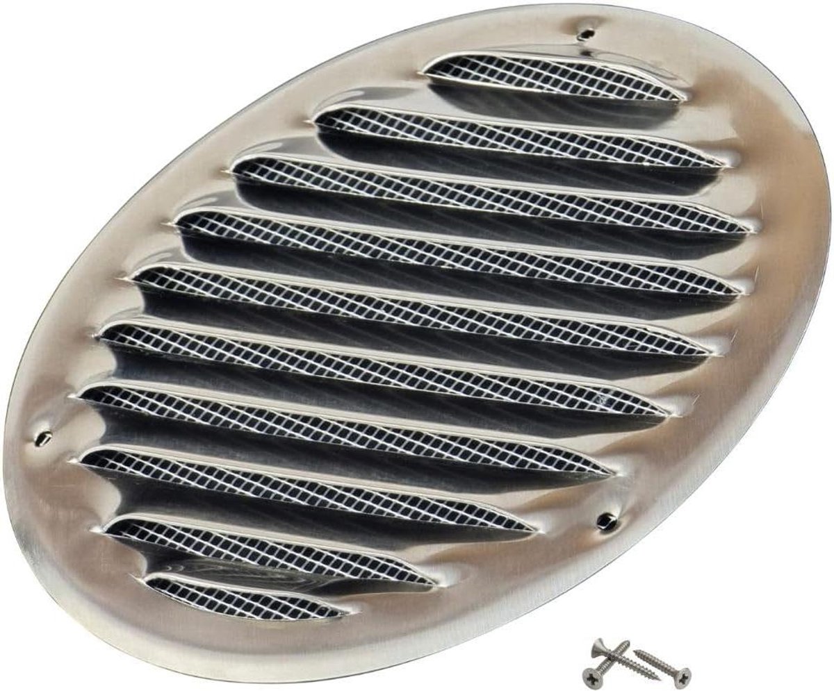 Ventilatie Rooster - Lucht Uitlaat - Binnenlucht Verbeteren - Insecten Wering - 125 mm - Zilverkleurig