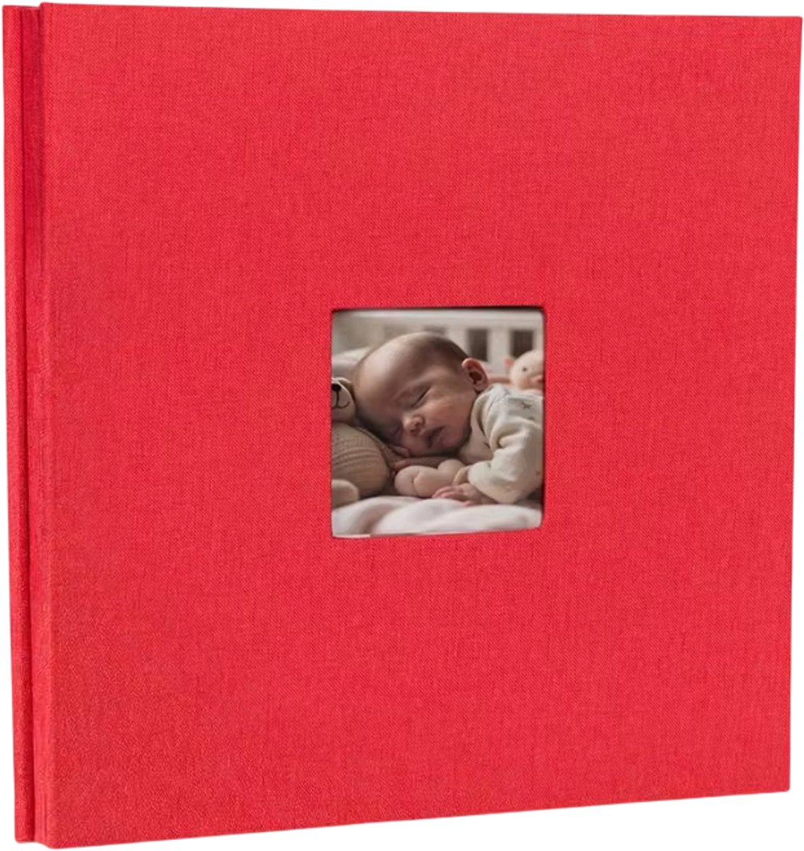 Groot Zelfklevend Fotoalbum Baby – DIY Fotoboek met Plak Pagina’s, Baby Groeiboek voor Foto Herinneringen, Familie Fotoalbum en Creatieve Scrapbooking - Rood