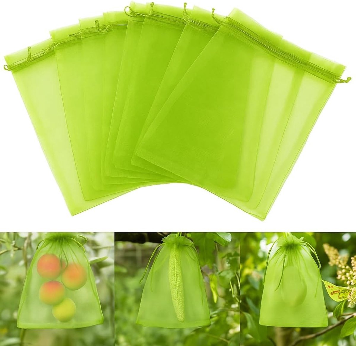 Set van 100 Beschermzakken voor Druiven, 40 x 30 cm, Fruitbescherming tegen Insecten en Vogels, Organza Zakjes voor Tuin en Wijngaard