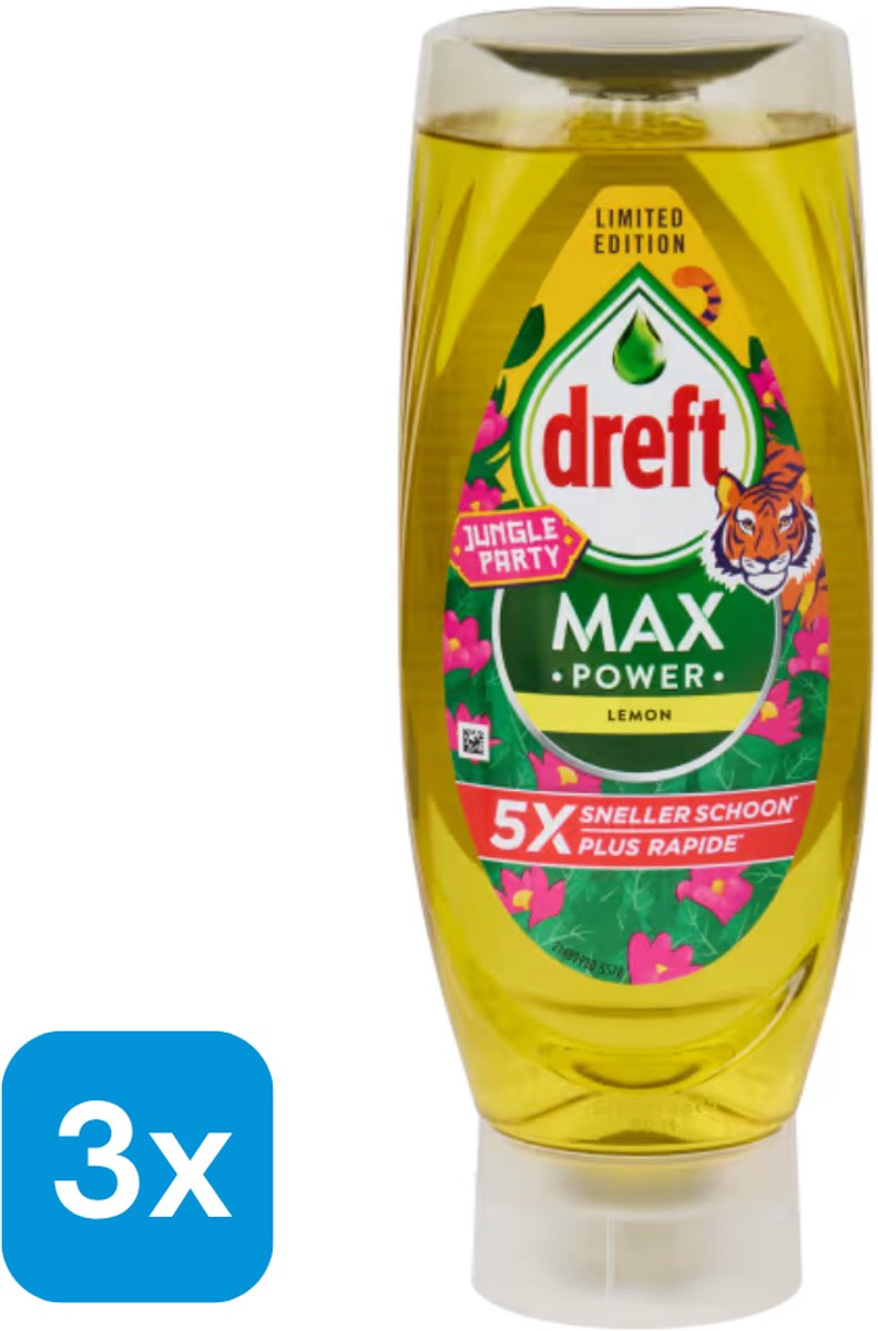 3 x 545ml Dreft Max Power afwasmiddel Jungle Party