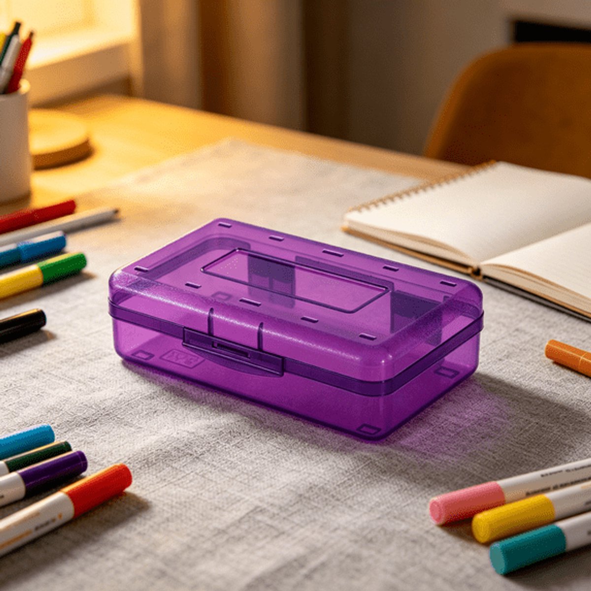 LISM-Transparant plastic etui met klikdeksel, paars