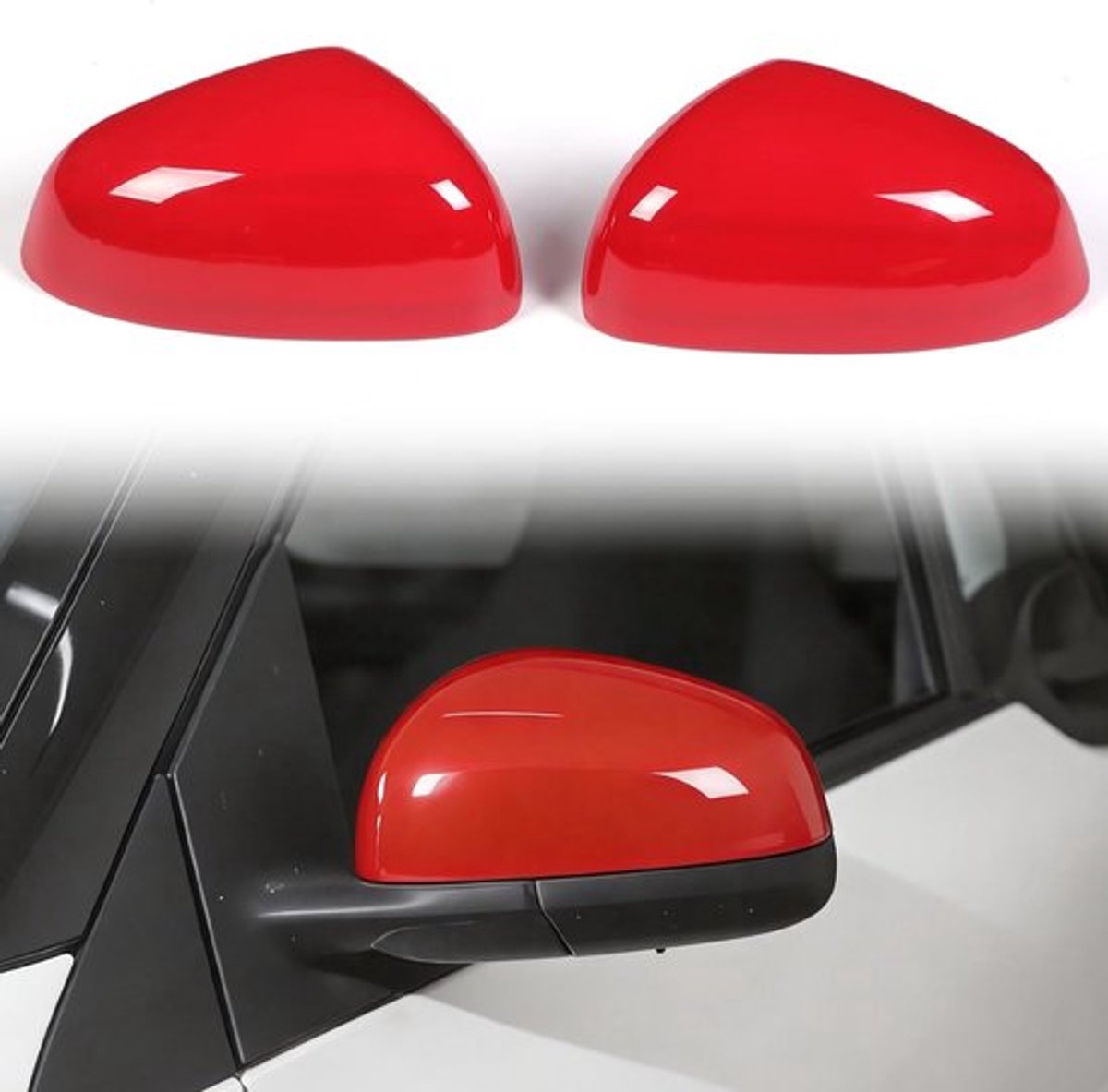 1 Paar Buitenspiegelafdekkingen Caps Trim voor Smart 453 Fortwo Forfour 2015-2021 - Achteraanzicht en Zijspiegelafdekkingen in Rood voor Auto Accessoires en Styling