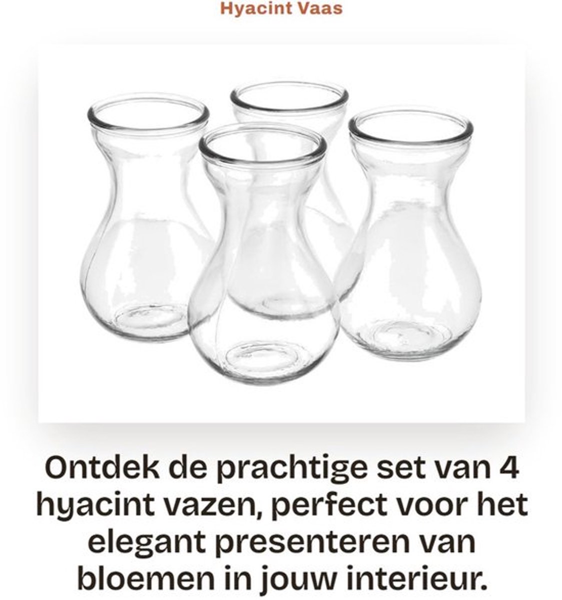 Glazen Vaas Set van 4 - Transparant - Hyacint Vaas - Plantenpot - Decoratieve Vaas - Hoogwaardig Glas - 14x8 cm - Bloemenvaas