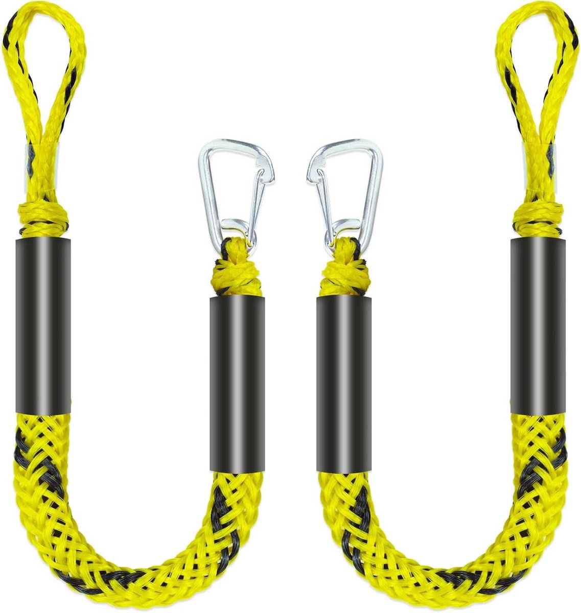 Bungee Dock Lijn - Boot Touwen - Veilig Aanmeren - Verborgen Schokdemper - 3 Voet - Geel & Zwart