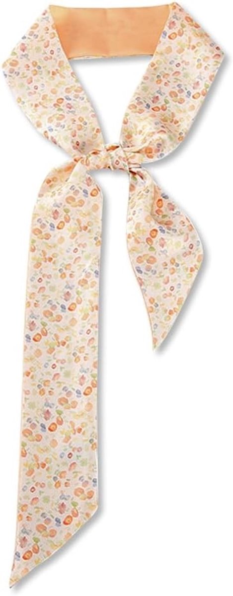 Elegante Zijden Sjaal voor Dames en Meisjes met Bloemenprint en Kunstzinnig Ontwerp, Ideaal als Haaraccessoire of Handtasriem